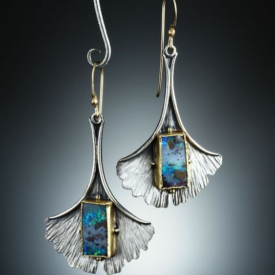 Vintage Dangling Silver Petal Blue Earrings Jasmine's Boutique Australia