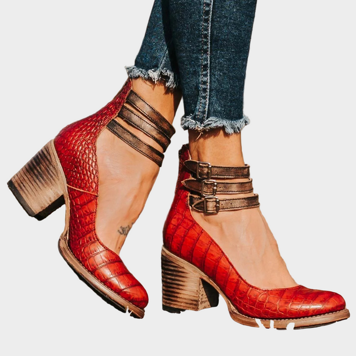 Heels with Multiple Straps and Chunky Heel Liora Lane Boutique