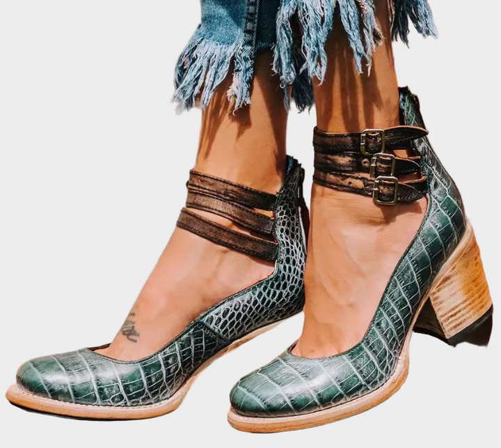 Heels with Multiple Straps and Chunky Heel Liora Lane Boutique