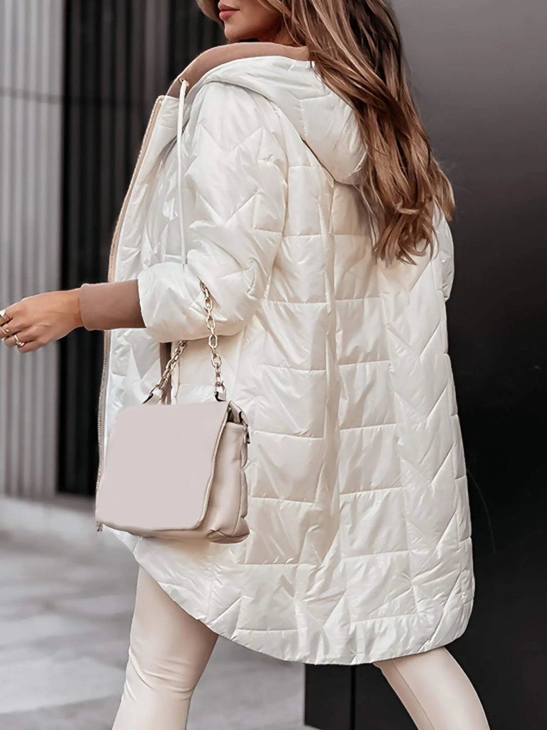 Champagne Shine Quilted Hooded Coat Jasmine's Boutique Australia