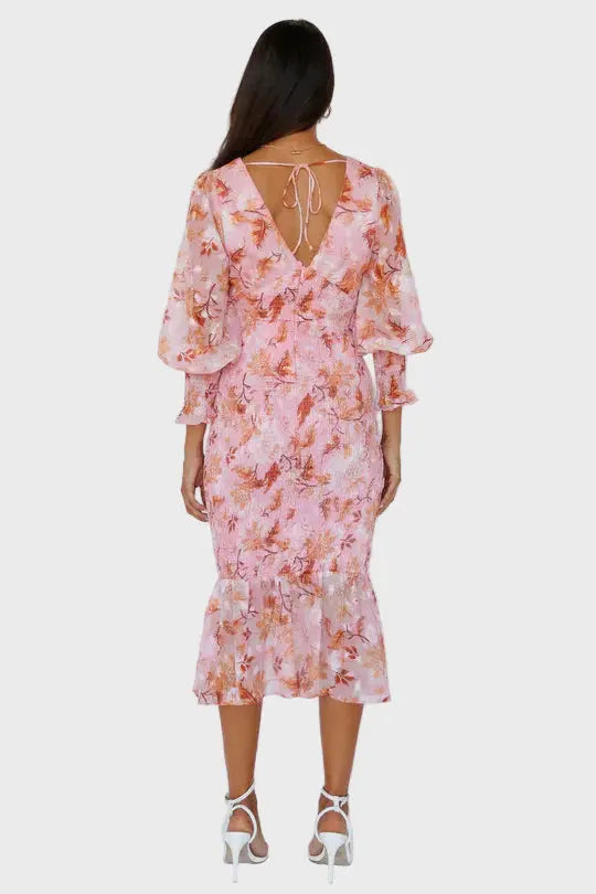Blush Garden Long-Sleeve Midi Dress Jasmine's Boutique Australia
