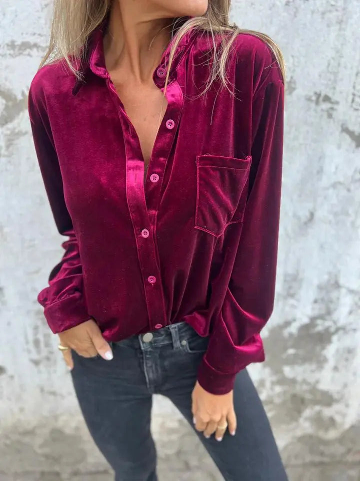 Velvet Wine Luxe Shirt Jasmine's Boutique Australia