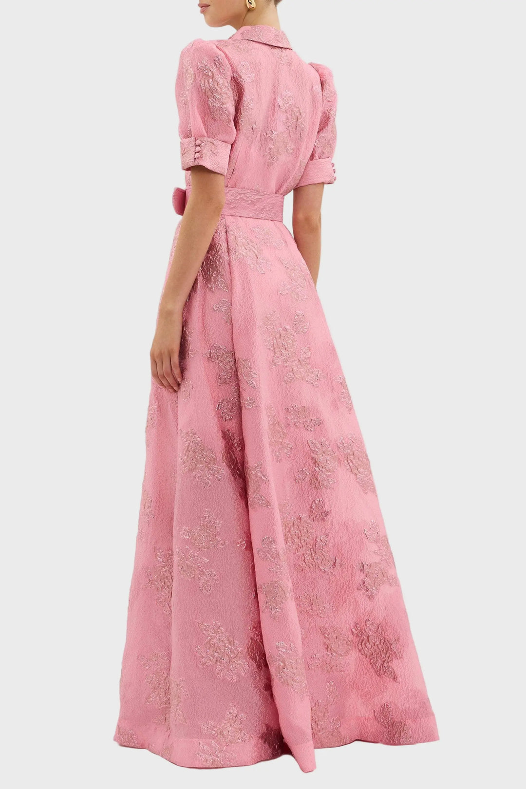 Pink Jacquard Belted Shirt Maxi Dress Jasmine's Boutique Australia