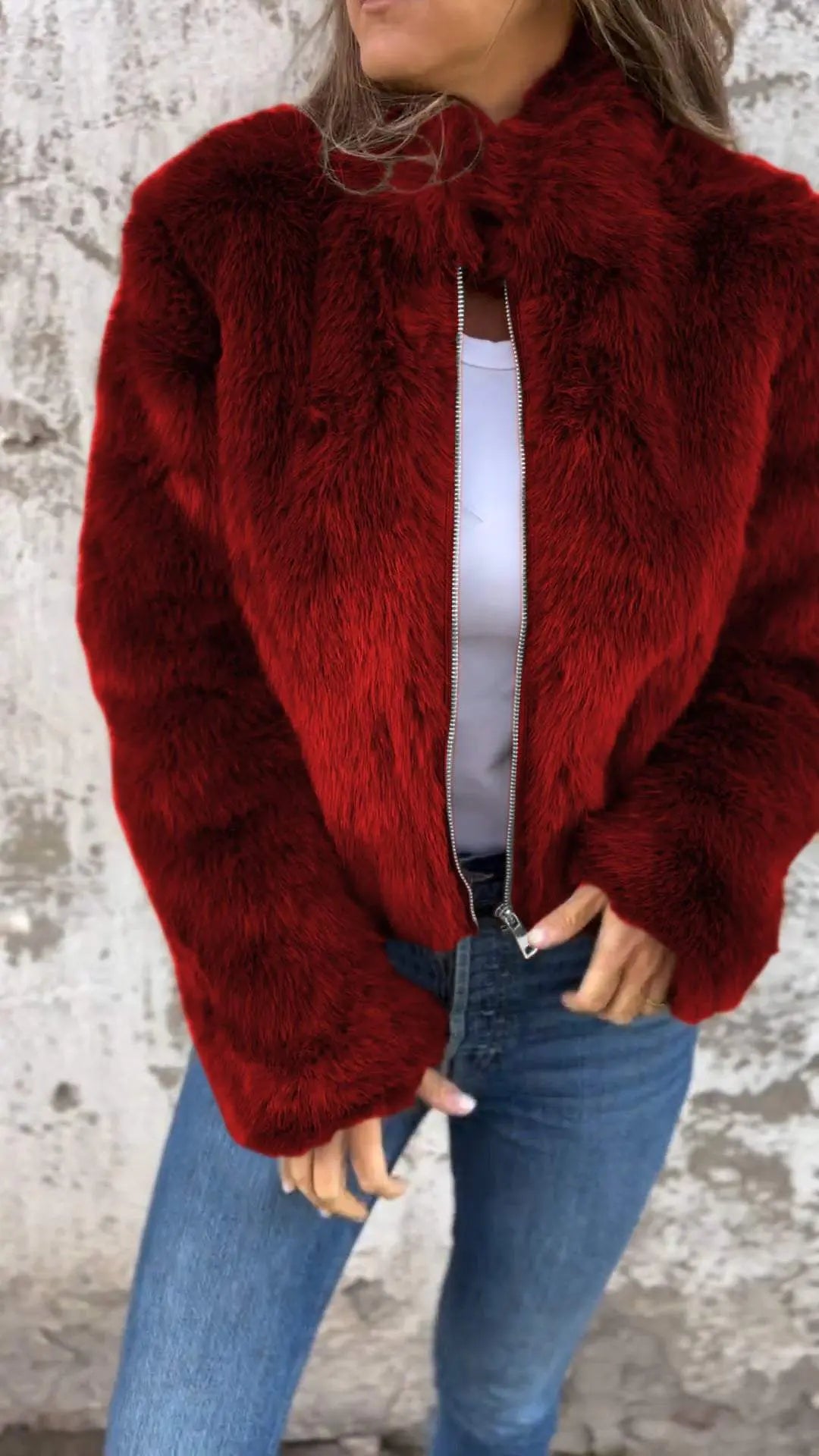 Luxe Mocha Faux Fur Zip Jacket Jasmine's Boutique Australia