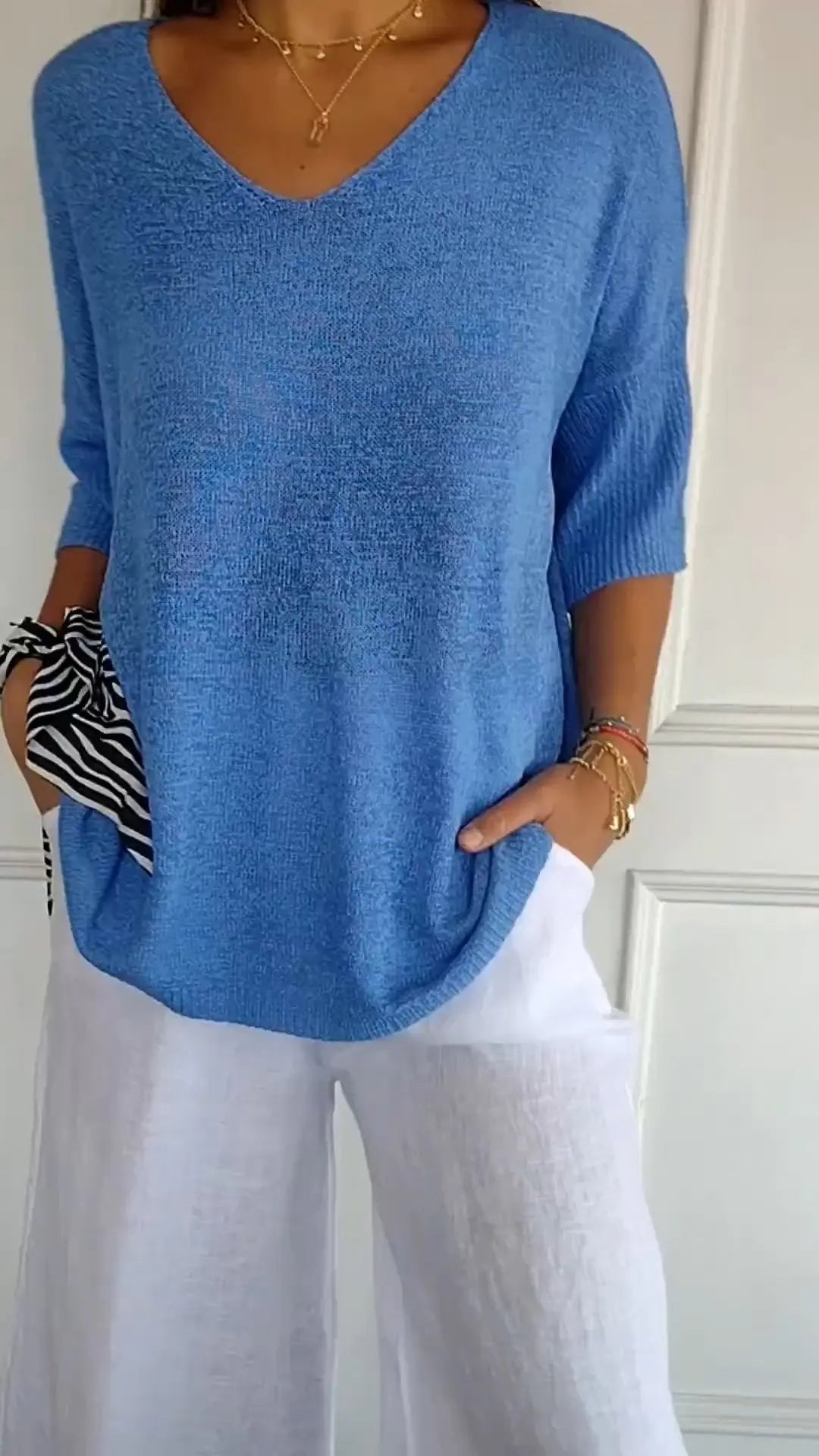 Relaxed V-Neck Knit Top Jasmine's Boutique Australia