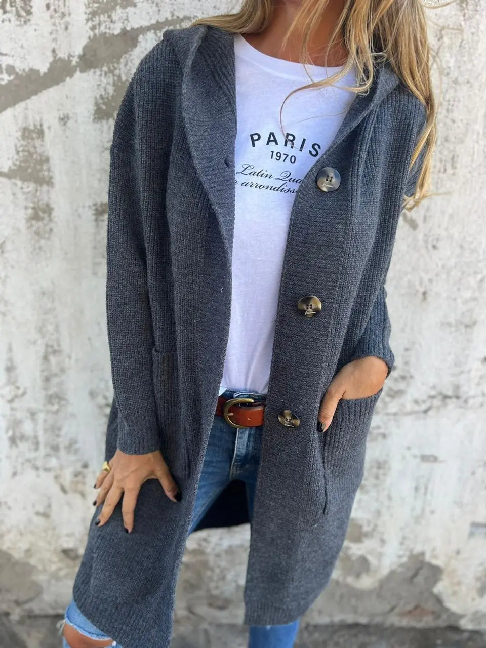 Cozy Chic Longline Button Cardigan Jasmine's Boutique Australia