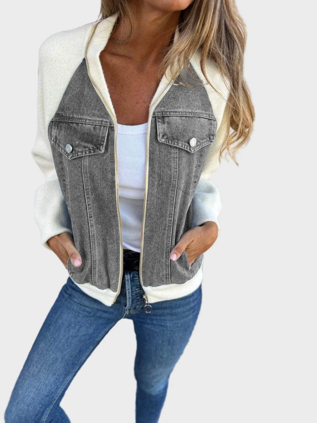 Contrast Denim Knit Jacket Jasmine's Boutique Australia