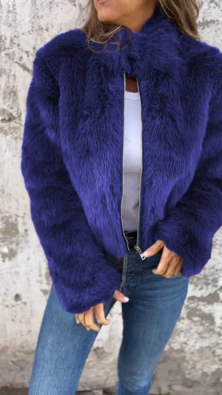 Luxe Mocha Faux Fur Zip Jacket Jasmine's Boutique Australia