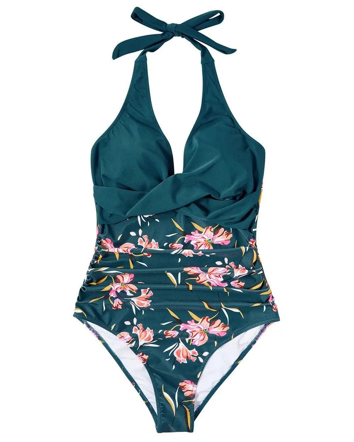 Sunset Palms Wrap Halter One-Piece Jasmine's Boutique Australia