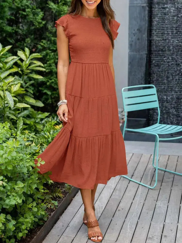 Rustic Charm Tiered Midi Dress Jasmine's Boutique Australia