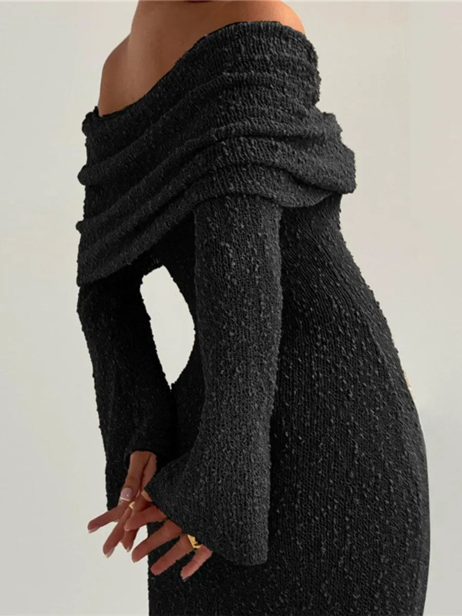 Sandstone Off-Shoulder Knit Dress Jasmine's Boutique Australia