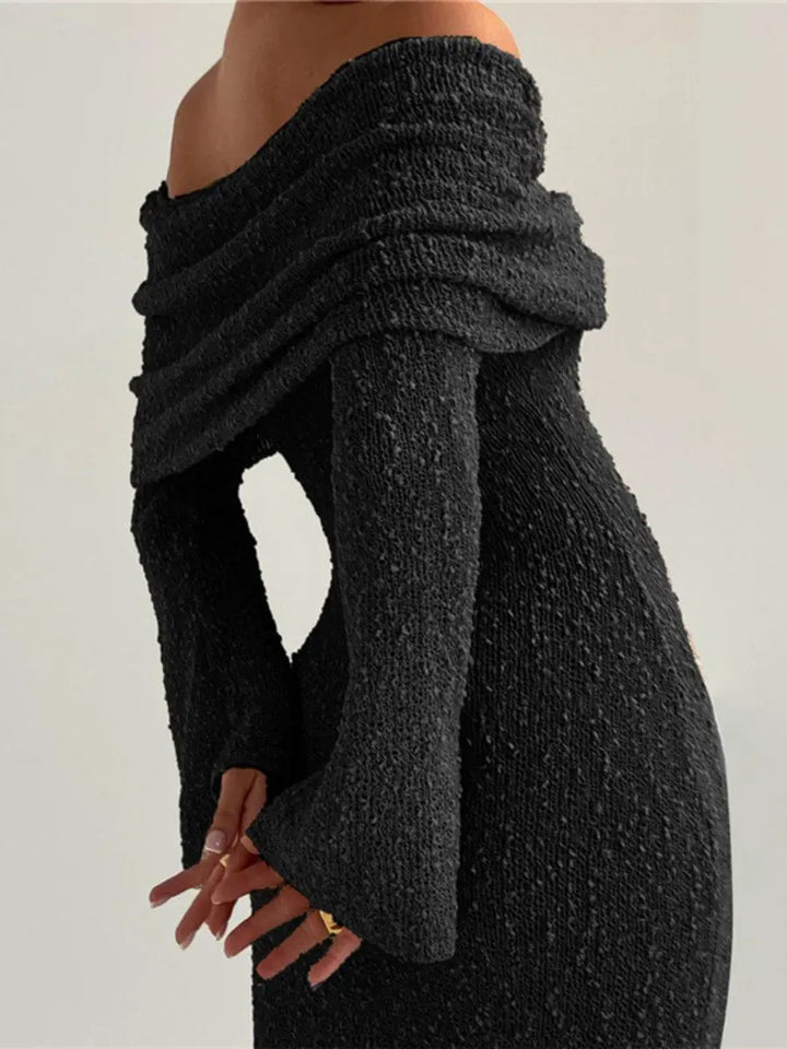 Sandstone Off-Shoulder Knit Dress Jasmine's Boutique Australia