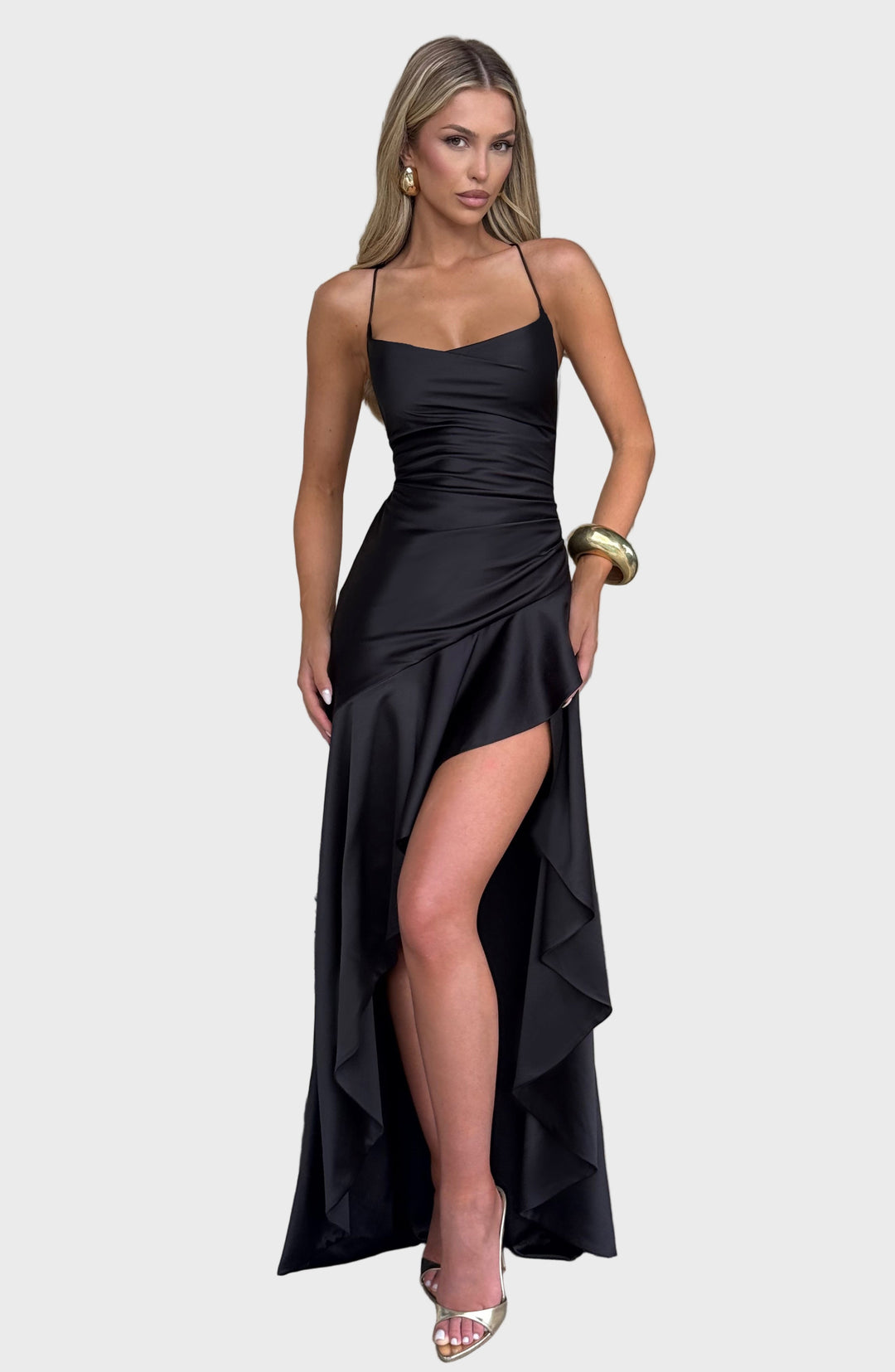 Scarlet Elegance Ruffle Maxi Dress Jasmine's Boutique Australia