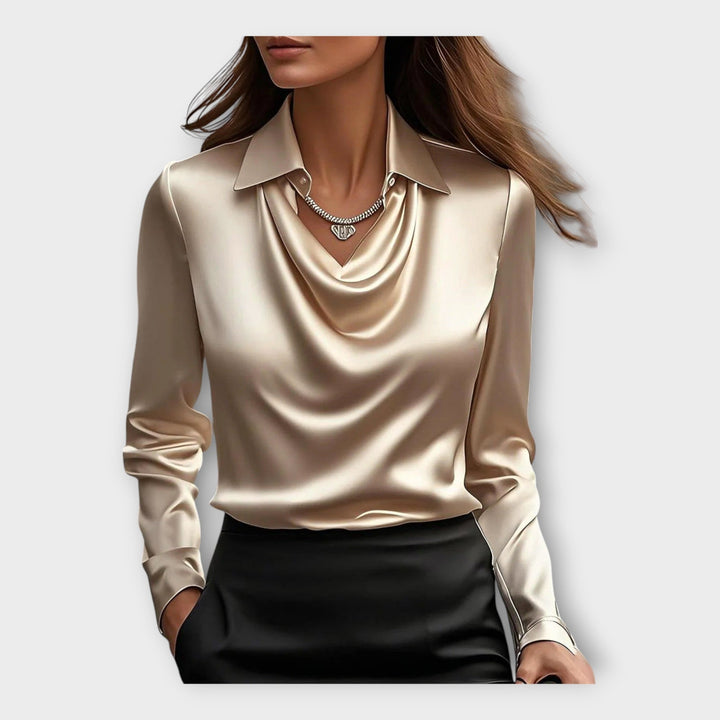 Satin Blouse with Draped Neckline and Collar Jasmine's Boutique Australia