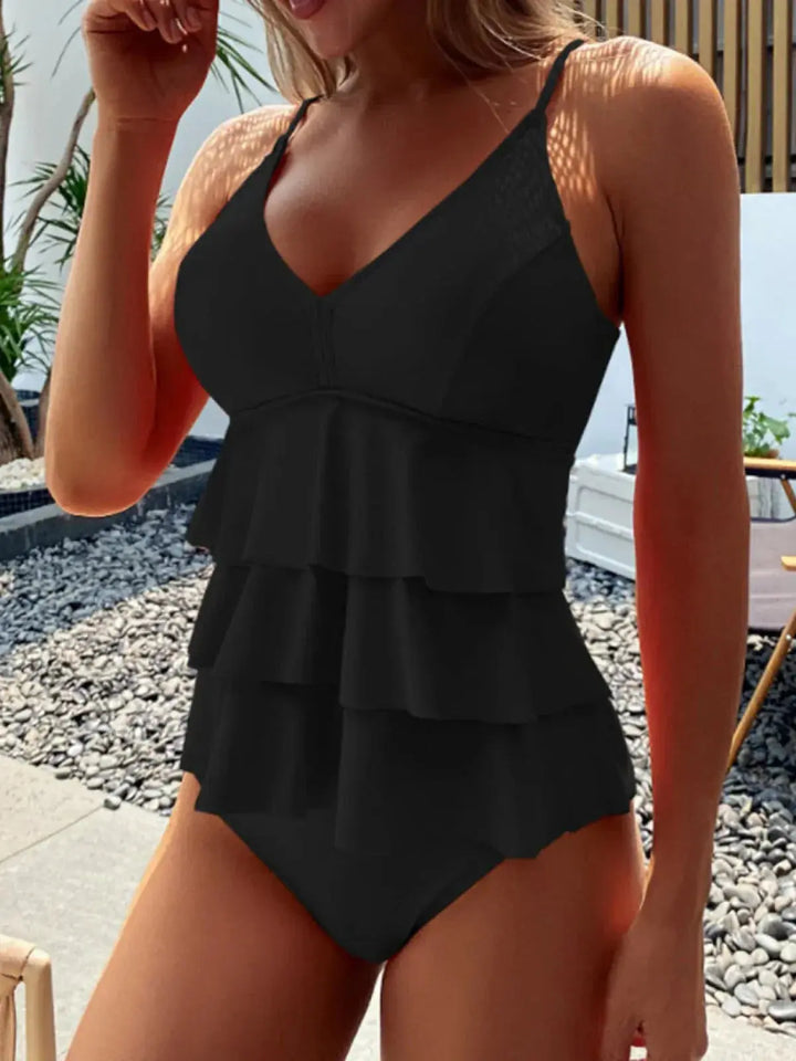 Coral Cascade Ruffle Swimsuit Jasmine's Boutique Australia