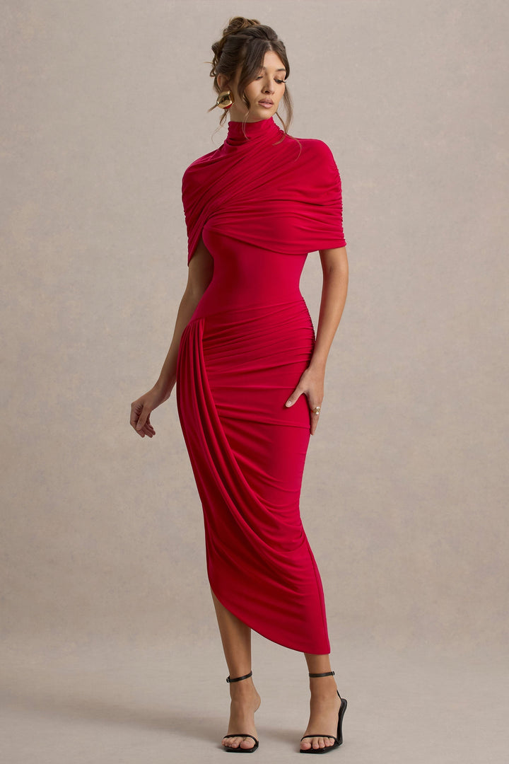Taylor - Asymmetric, Twisted Cape Maxi Dress Jasmine's Boutique Australia