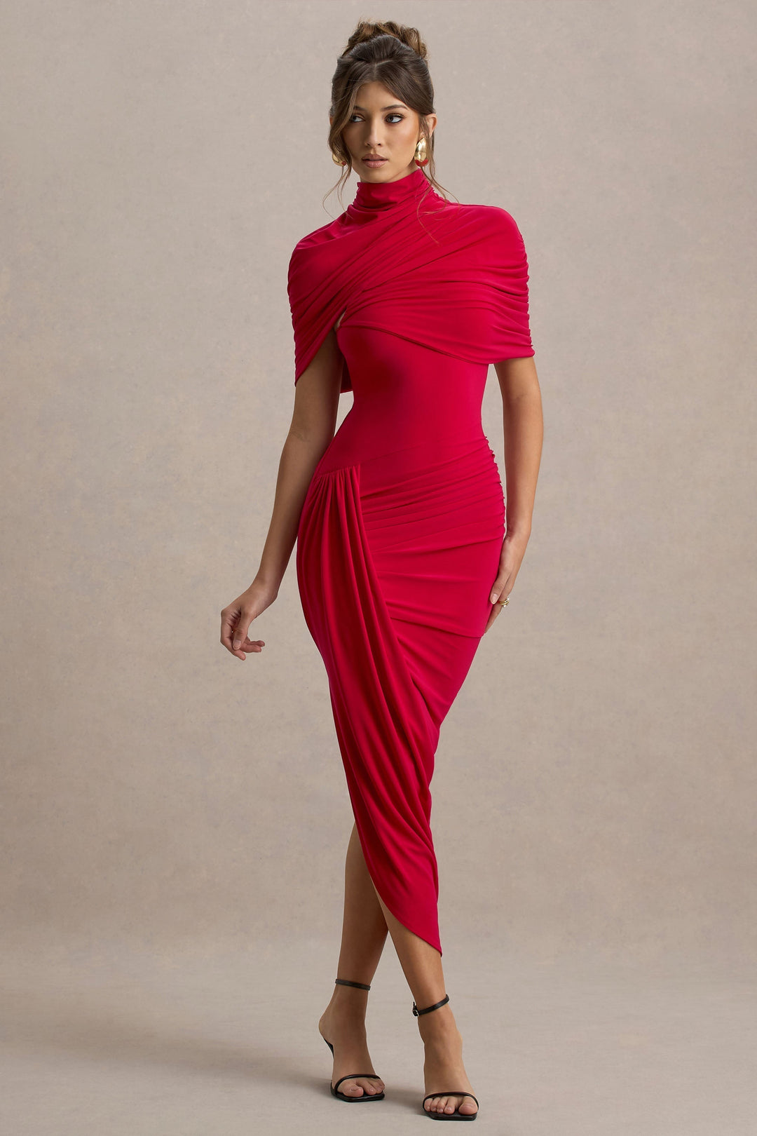 Taylor - Asymmetric, Twisted Cape Maxi Dress Jasmine's Boutique Australia
