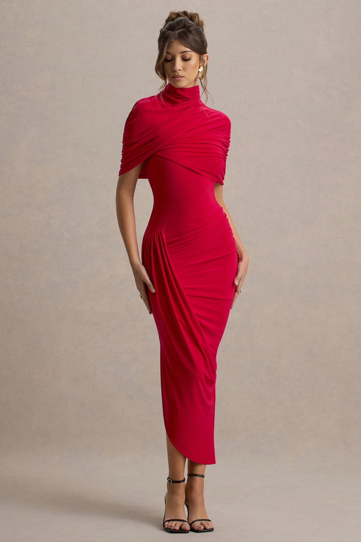 Taylor - Asymmetric, Twisted Cape Maxi Dress Jasmine's Boutique Australia