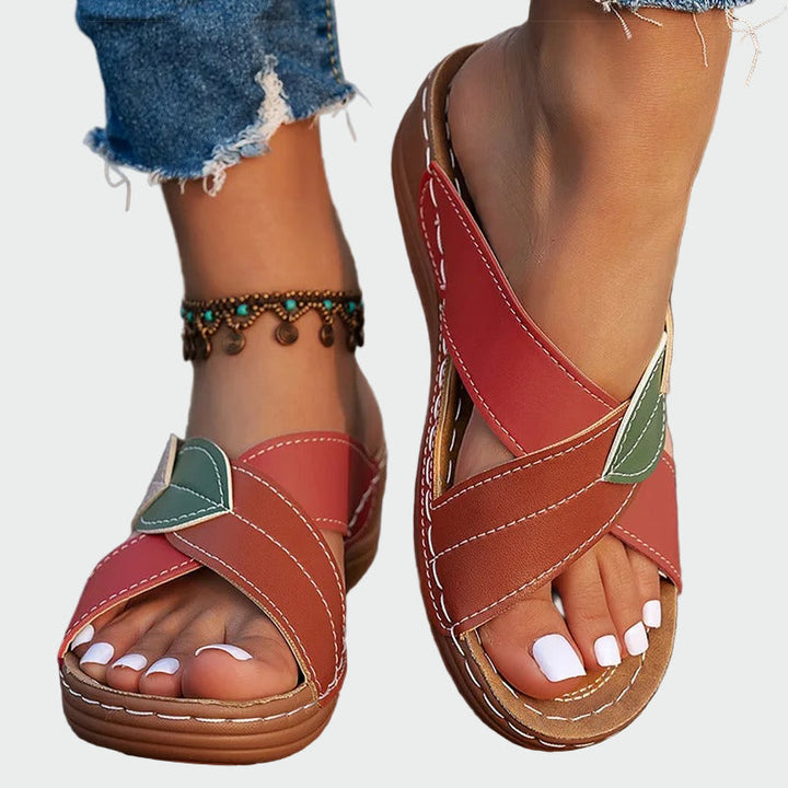Leaf Accent Slip-On Sandals Jasmine's Boutique Australia