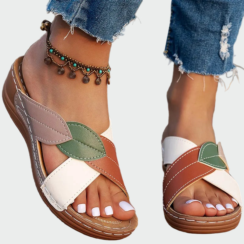 Leaf Accent Slip-On Sandals Jasmine's Boutique Australia