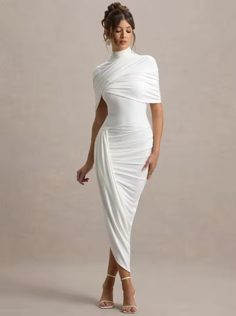 Taylor - Asymmetric, Twisted Cape Maxi Dress Jasmine's Boutique Australia