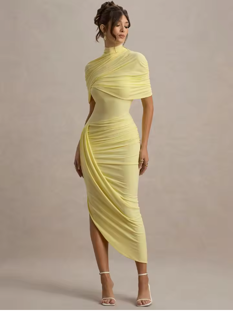 Taylor - Asymmetric, Twisted Cape Maxi Dress Jasmine's Boutique Australia