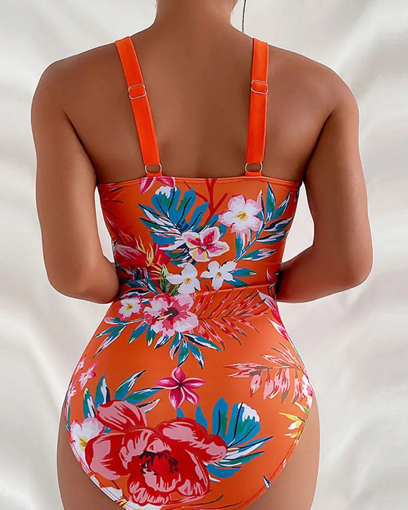 Tropical Bloom V-Neck Swimsuit Jasmine's Boutique Australia