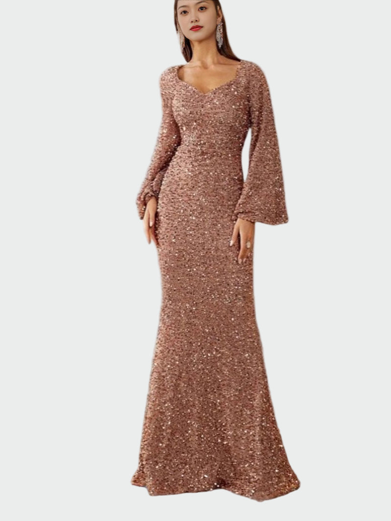 Sequin V Neck Bodycon Dress with Bell Sleeves Jasmine's Boutique Australia