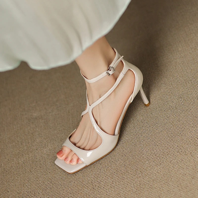 Christine Genuine Leather Heels  Liora Lane Boutique