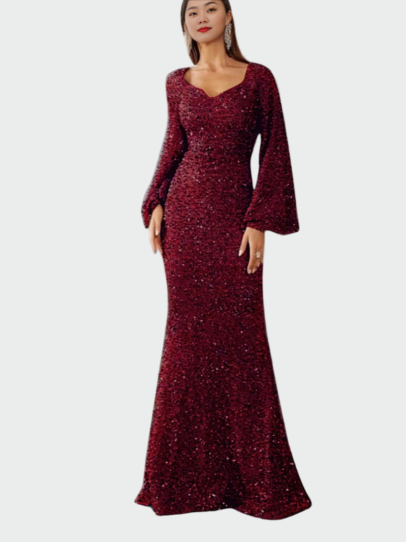 Sequin V Neck Bodycon Dress with Bell Sleeves Jasmine's Boutique Australia