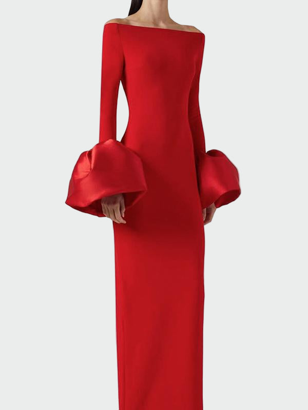 One Shoulder Puffed Sleeve Fitted Dress Jasmine's Boutique Australia