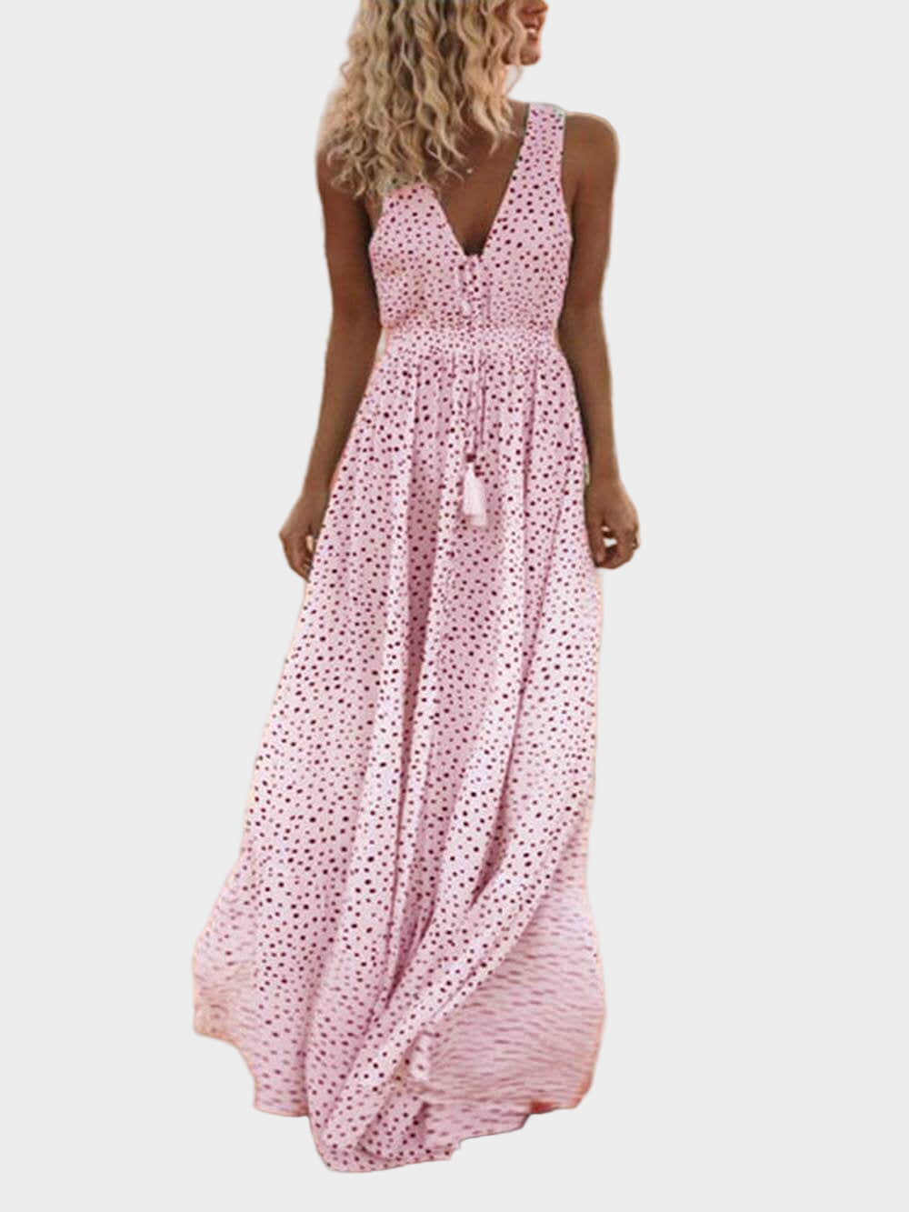 Bohemian Polka Dot V Neck Sleeveless Maxi Dress Jasmine's Boutique Australia