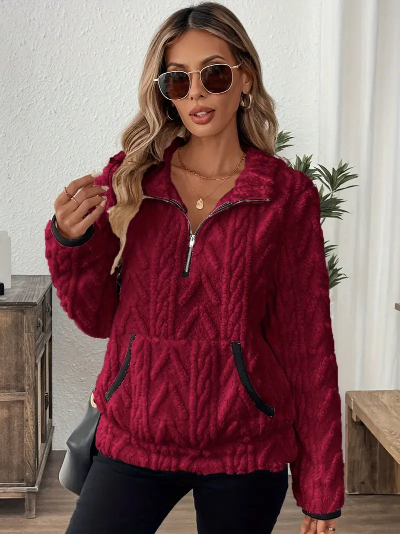 Claire | Fleece Pullover  Liora Lane Boutique Sweatshirt UK 20-22 (3XL) / Crimson 34.95
