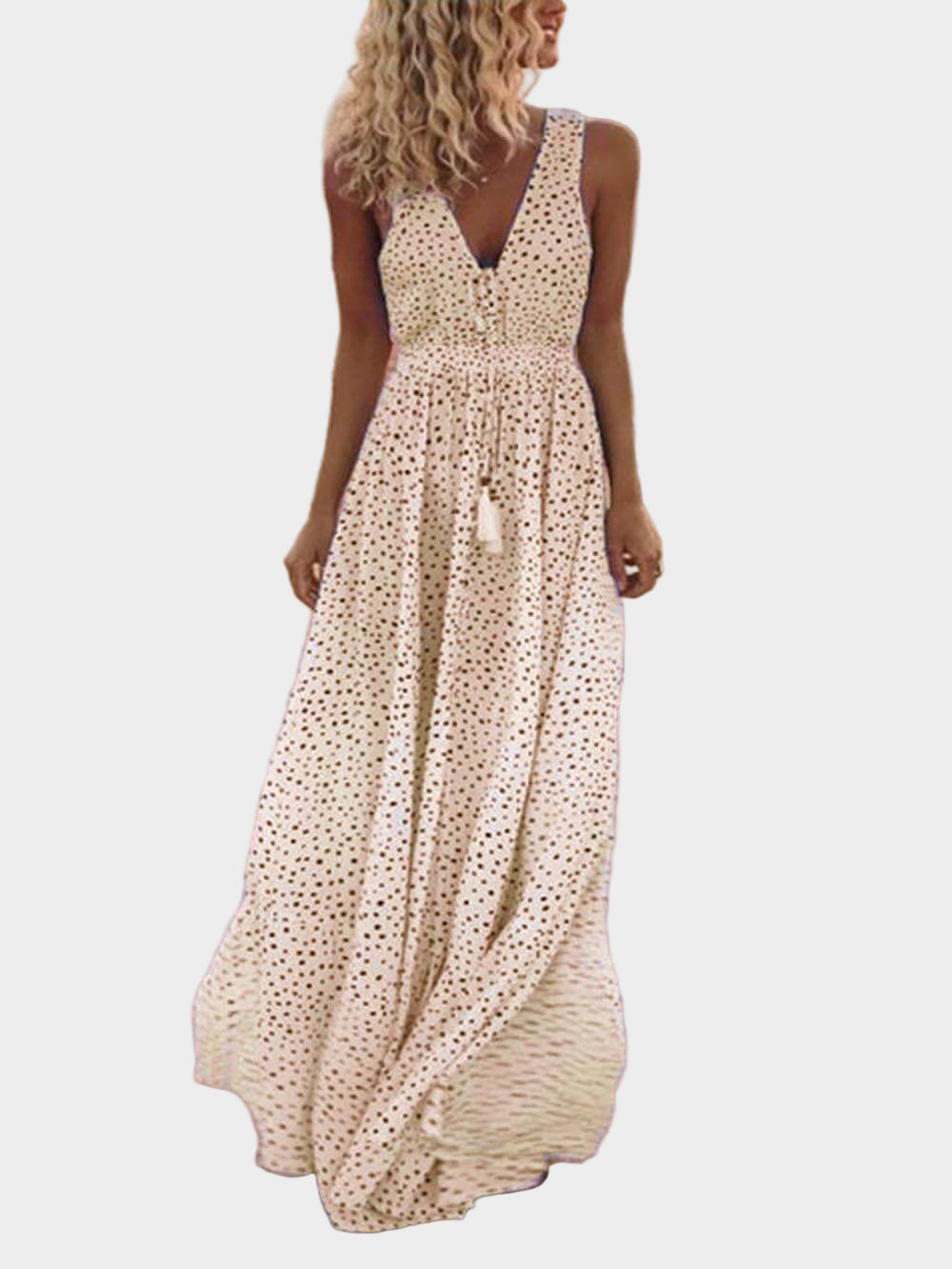 Bohemian Polka Dot V Neck Sleeveless Maxi Dress Jasmine's Boutique Australia