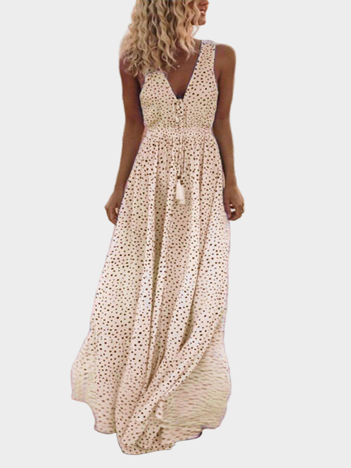Bohemian Polka Dot V Neck Sleeveless Maxi Dress Jasmine's Boutique Australia