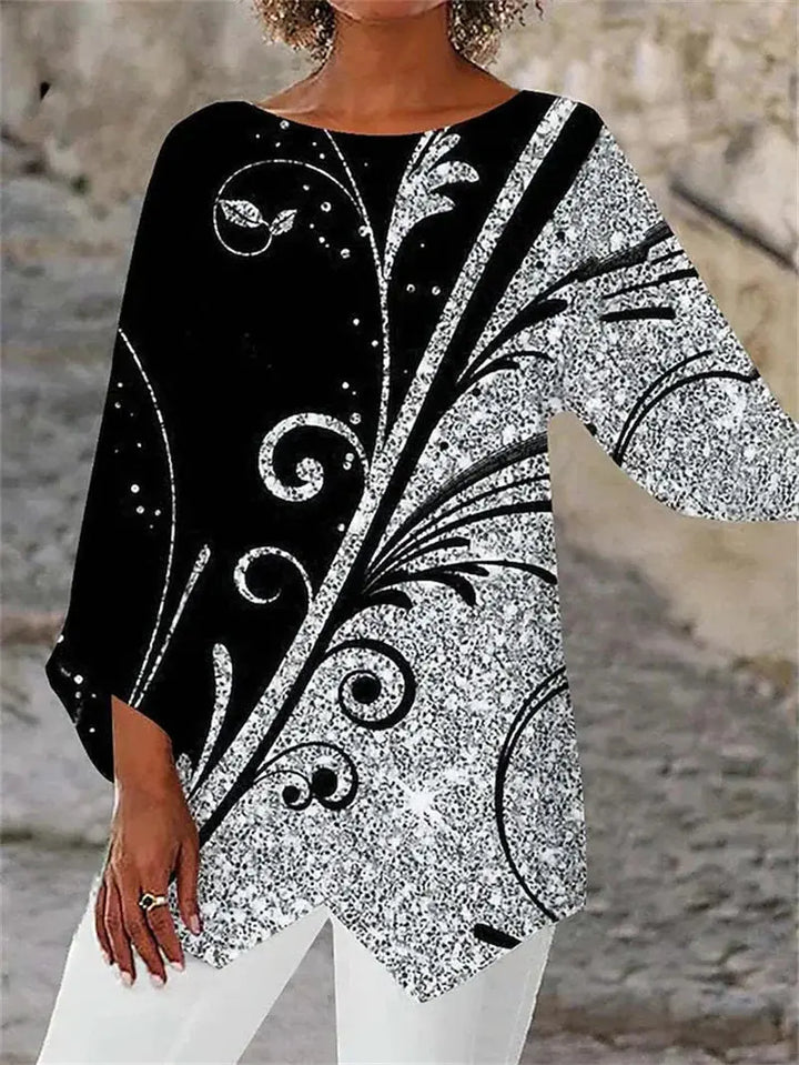 Monochrome Wave Asymmetrical Top Jasmine's Boutique Australia