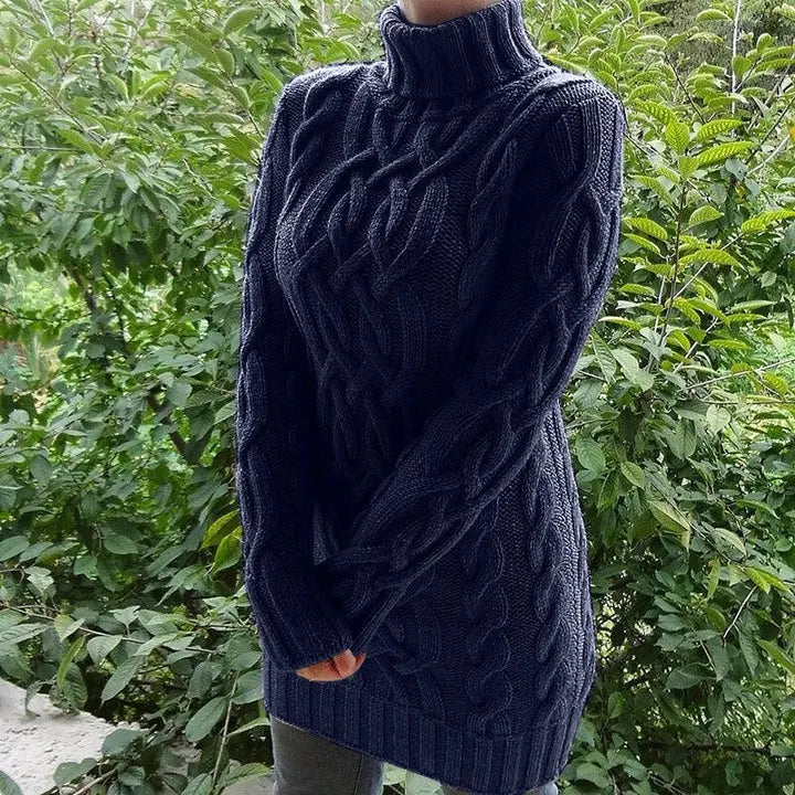 Midnight Cable Knit Turtleneck Dress Jasmine's Boutique Australia