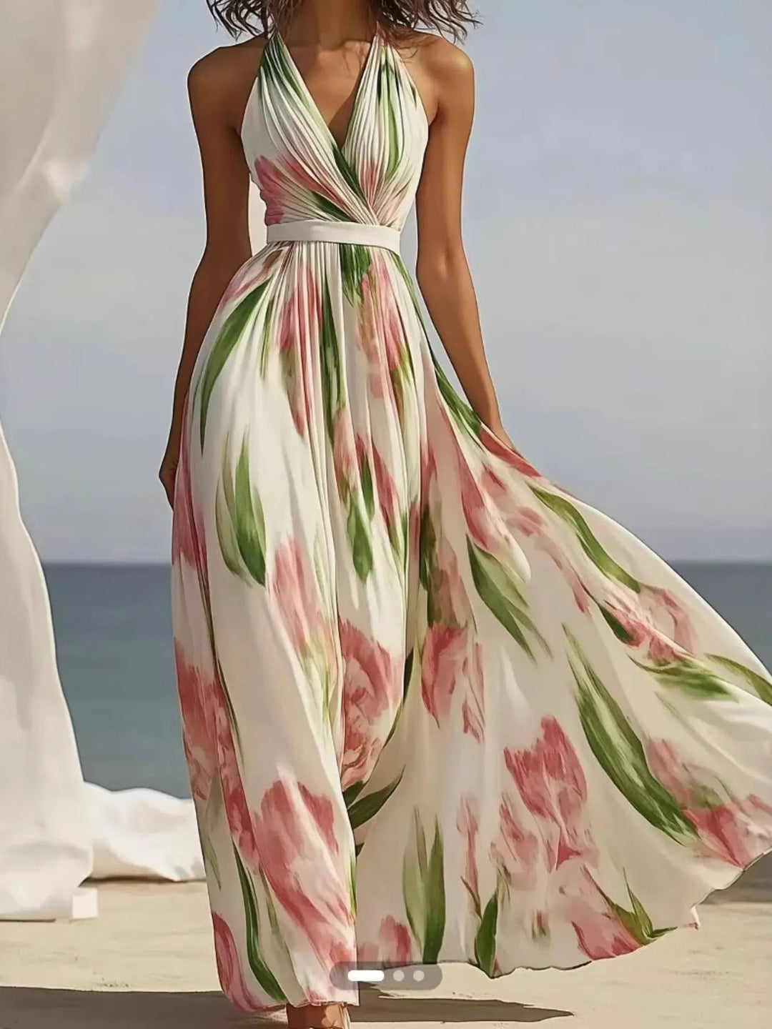 Halsey - Maxi Dress with Floral Pattern and Halter Neck Jasmine's Boutique Australia
