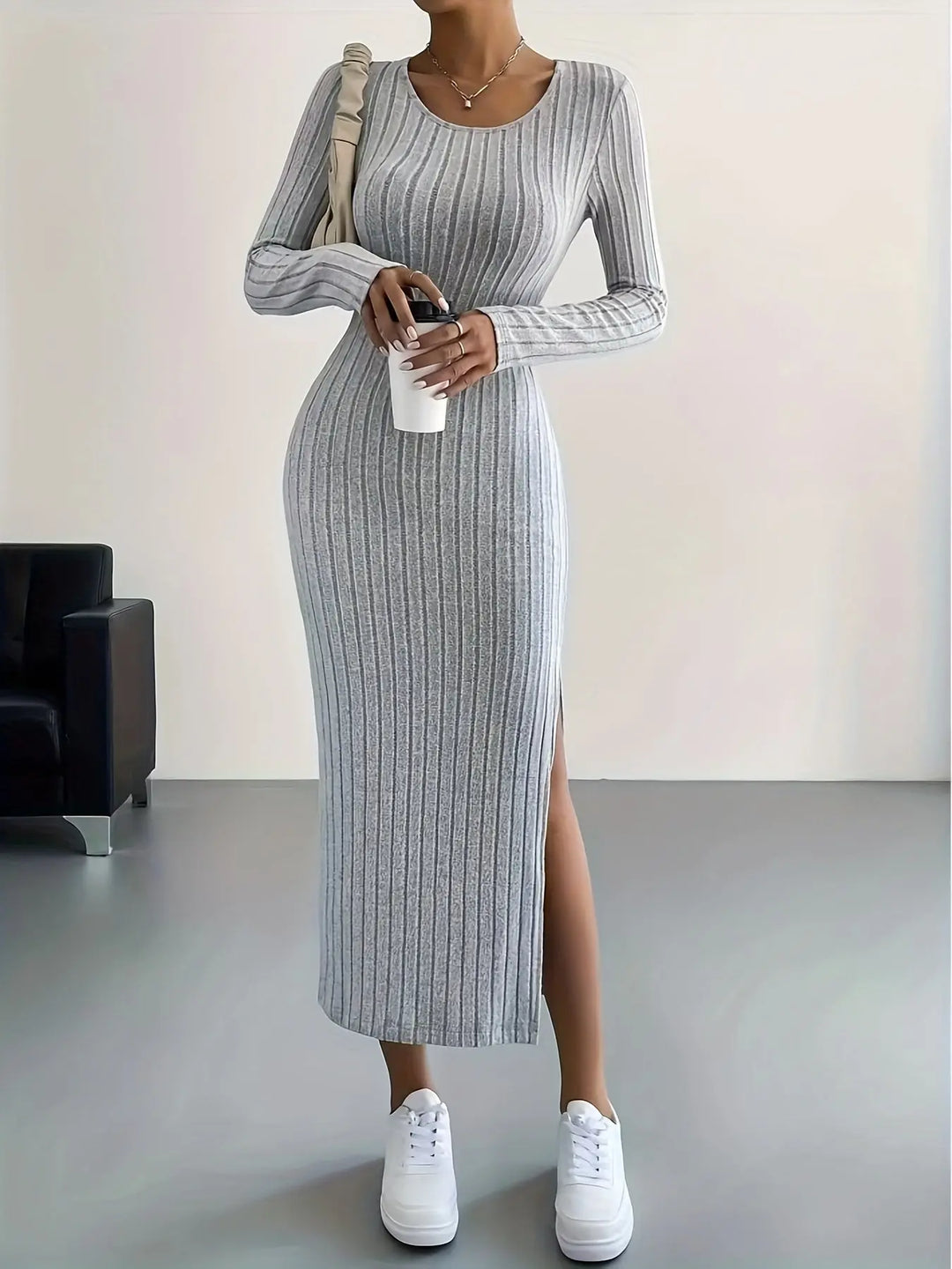 Sleek Ribbed Knit Bodycon Maxi Dress Jasmine's Boutique Australia