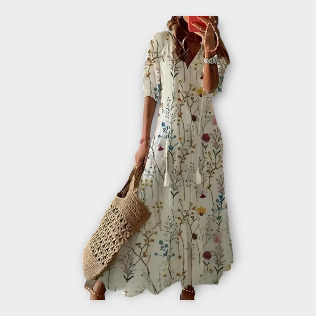 Vintage Dress with Embroidery and V Neckline Jasmine's Boutique Australia