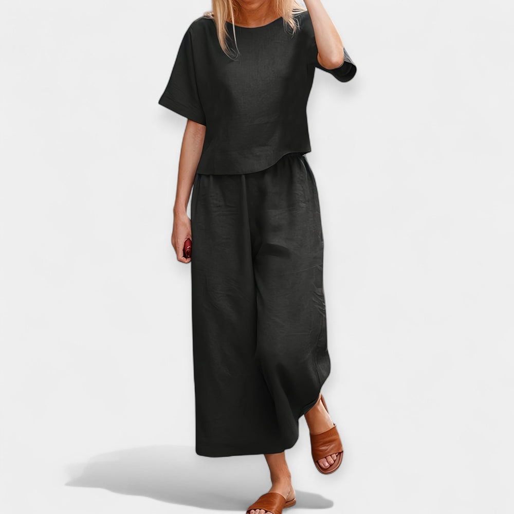 Airy Pants Set with Short-Sleeve Top Jasmine's Boutique Australia