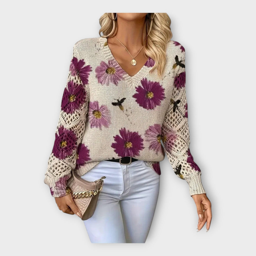 Knitted Blouse with Lace Details Liora Lane Boutique