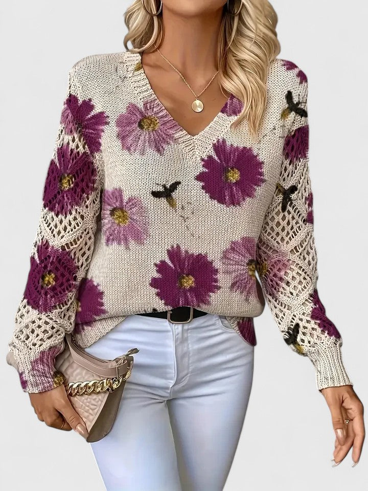 Beatrice | Floral Knit Jumper  Liora Lane Boutique