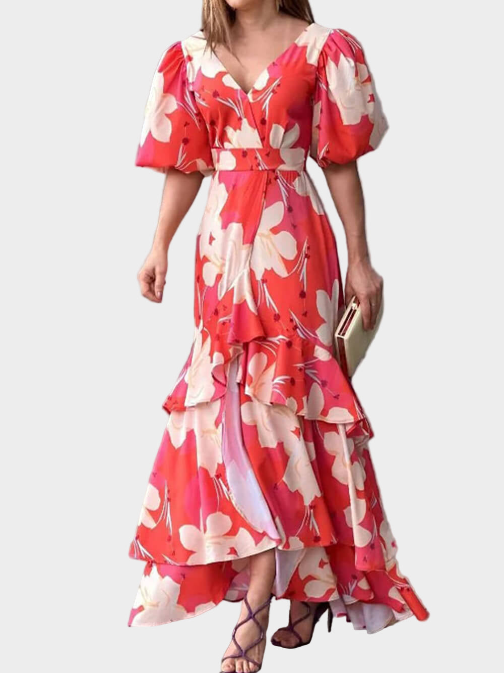 Elegant Dress with Print and V-Neck Jasmine's Boutique Australia