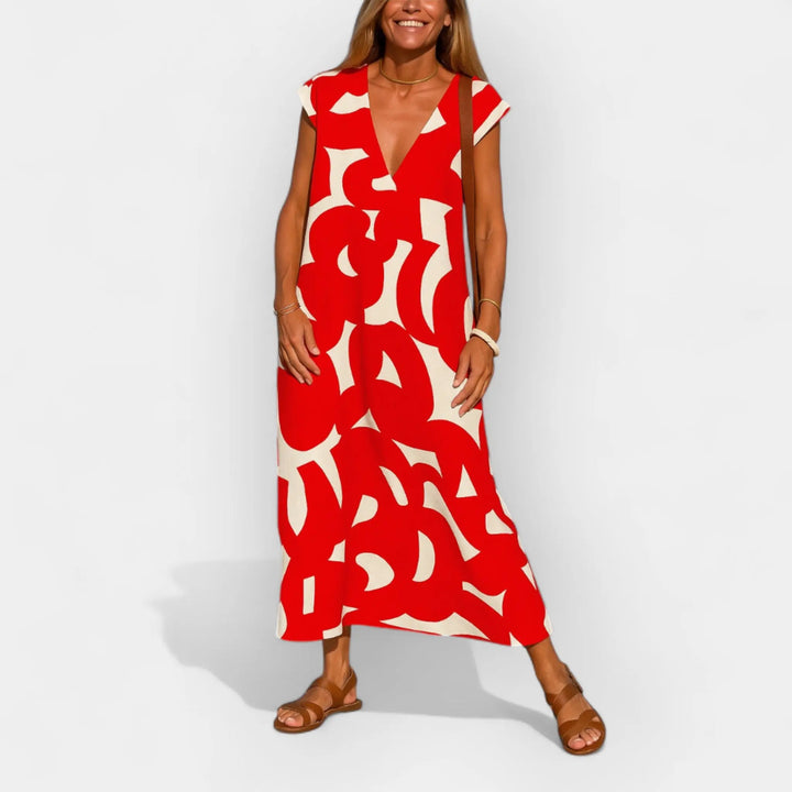Airy Dress with V Neckline and Modern Design Jasmine's Boutique Australia