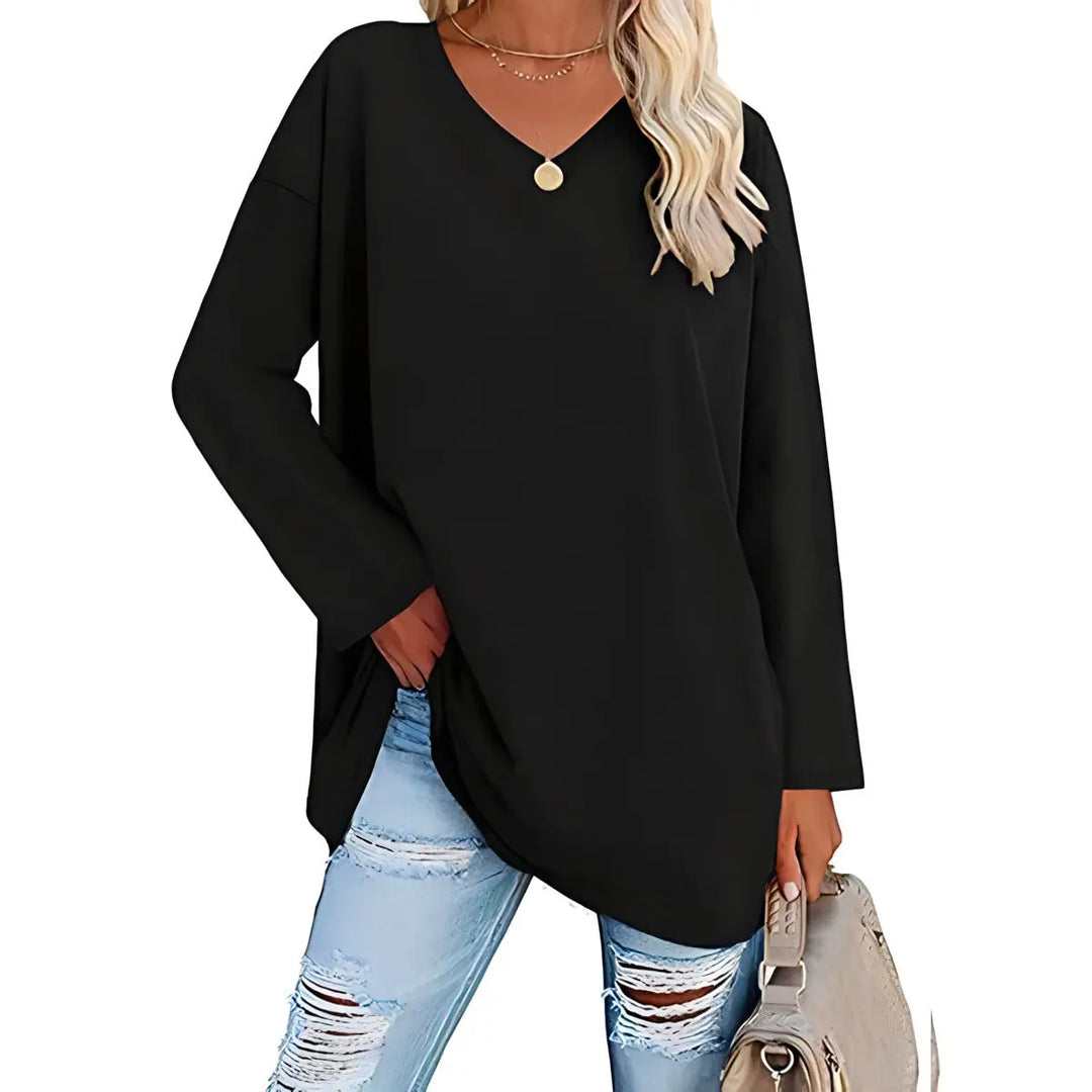 Relaxed V-Neck Long Sleeve Top Jasmine's Boutique Australia