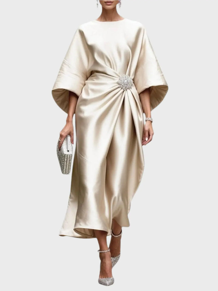 Satin Dress with Side Pleat and Decorative Buckle Jasmine's Boutique Australia