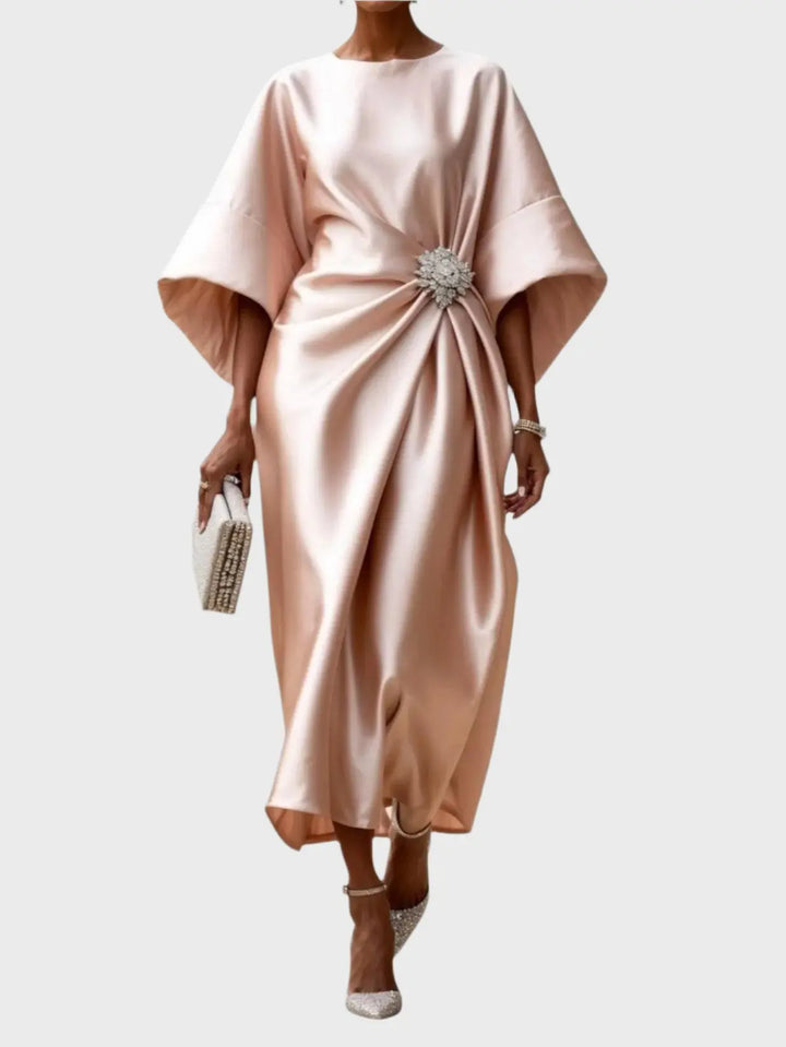 Satin Dress with Side Pleat and Decorative Buckle Jasmine's Boutique Australia