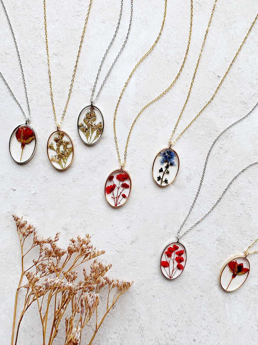 Flower necklace made of pressed resin - Colorful flower mix set Jasmine's Boutique Australia