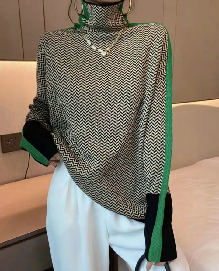 Retro Chevron High-Neck Sweater Jasmine's Boutique Australia